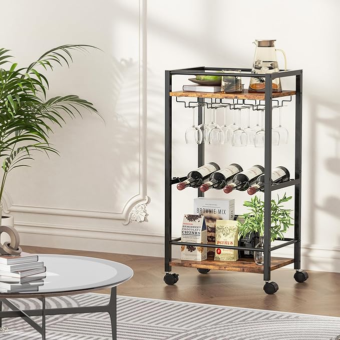 Bar Cart, Home Bar Serving Cart, Mobile Kitchen Carts