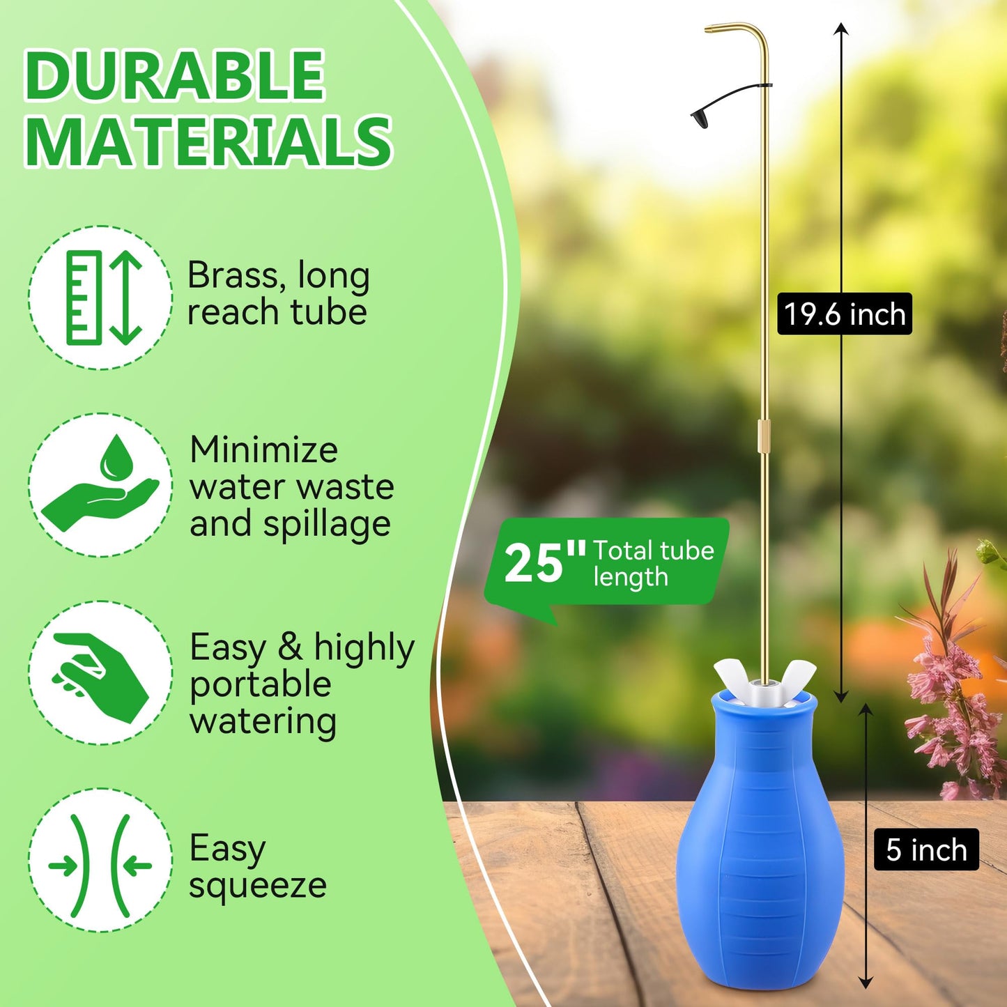 Squeeze Bottle for Hanging Plants, 19" Long Spout Plant Watering Bottle, Easy Squeeze Indoor/Outdoor Watering Can Alternative, Precise Sprinkling for Hanging Baskets, Houseplants(Blue,8 oz,1 Pack)
