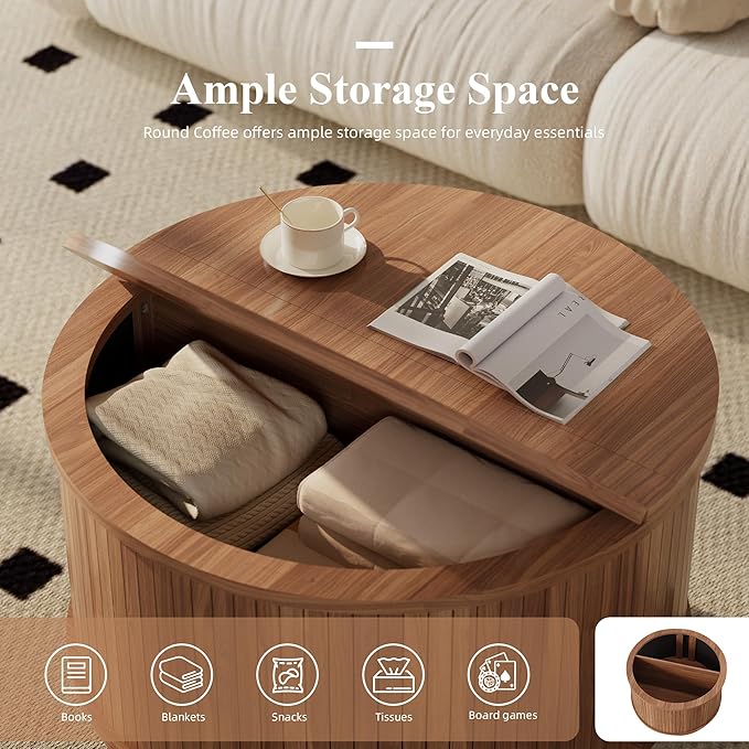 Easyego 31.5" Fluted Round Coffee Table