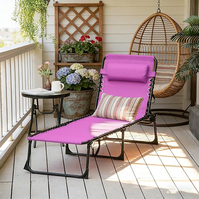 Outsunny Folding Chaise Lounge Chair, Patio Sun Tanning Chair, Outdoor Chaise