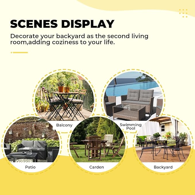 DANGHOOGY Wicker Chair Cushions, Waterproof Outdoor Loveseat Cushions