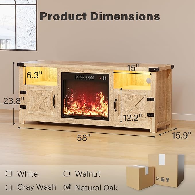 YESHOMY LED Fireplace TV Stand