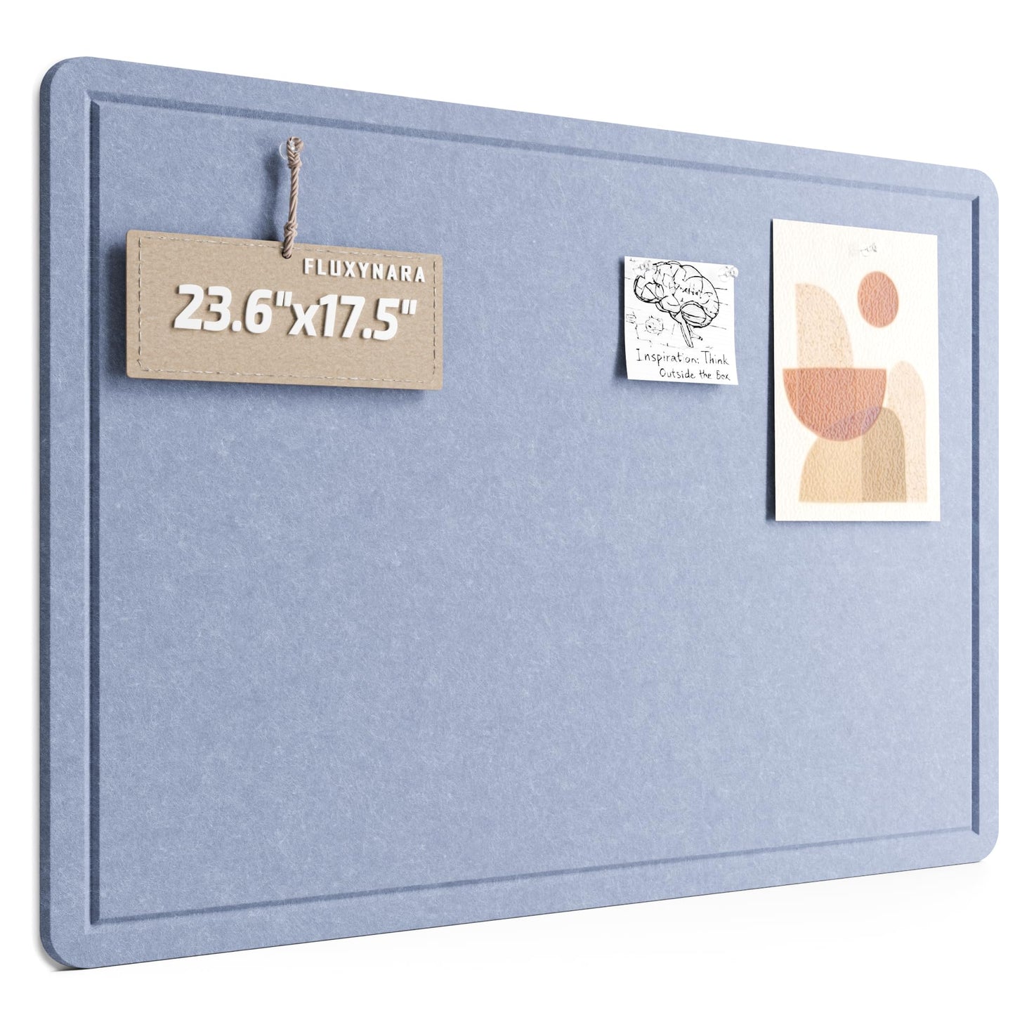 Fluxynara Bulletin Board, 23.6" x 17.5" Cork Board Alternative with 12 Safe Removable Adhesive Tabs, Foldable Felt Pin Board for Home Office, Classroom, Bedroom,Entryway for Walls—Soft Periwinkle