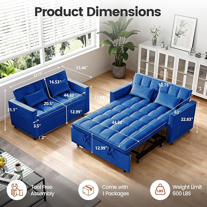 Convertible Sleeper Sofa Bed, Loveseat Sleeper Sofa