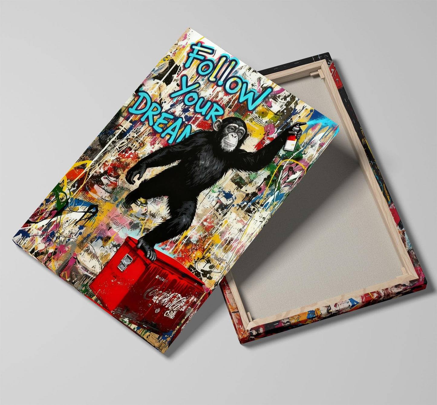 16x24 Graffiti Street Art Gorilla Canvas Wall Decor Urban Pop Funny Picture Monkey Framed Gallery Street Posters Teen Boys Bedroom Pictures Kids Room Prints Men Office Home Decoration