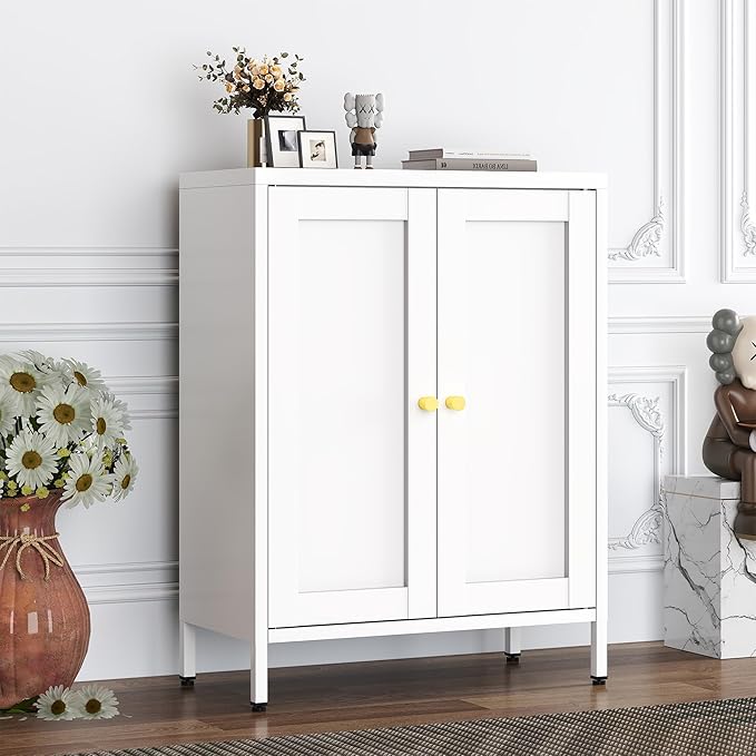 White Metal Storage Cabinet