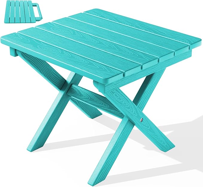 SERWALL Adirondack Side Table, No Assembly Outdoor End Table, HDPE Small