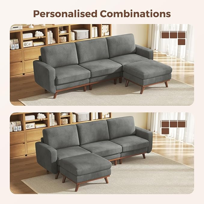 Vesgantti 97" Modular Sectional Sofa Dark Gray, L-Shaped Couch