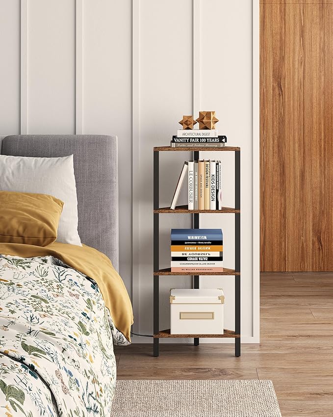 TUTOTAK Corner Shelf, 4-Tier Corner Bookshelf