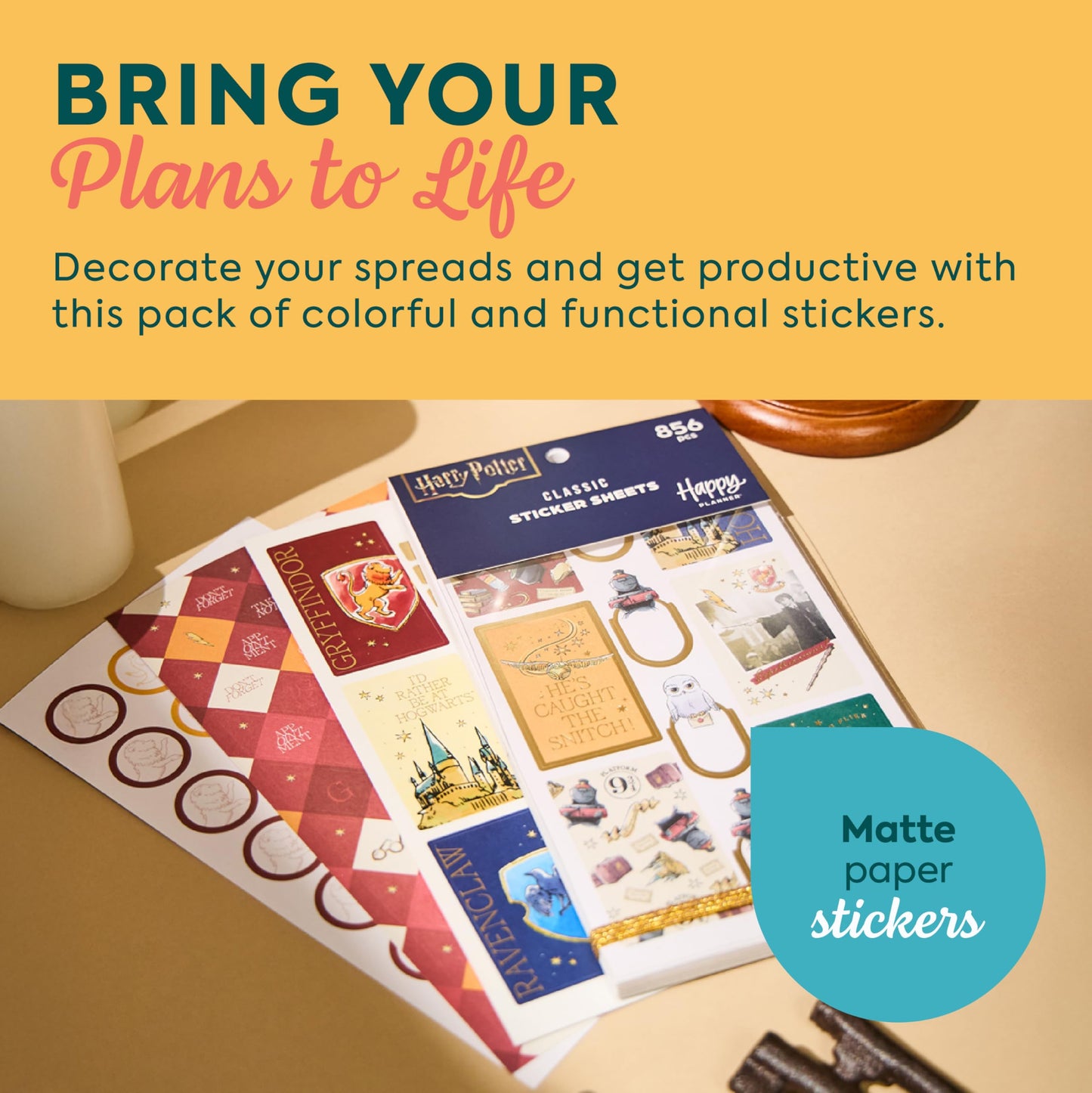 Happy Planner Harry Potter Sticker Set for Planners, Calendars, and Journals, Easy-Peel Stickers, Scrapbook Accessories, Hogwarts Magic, 30 Sheets, 656 Stickers Total