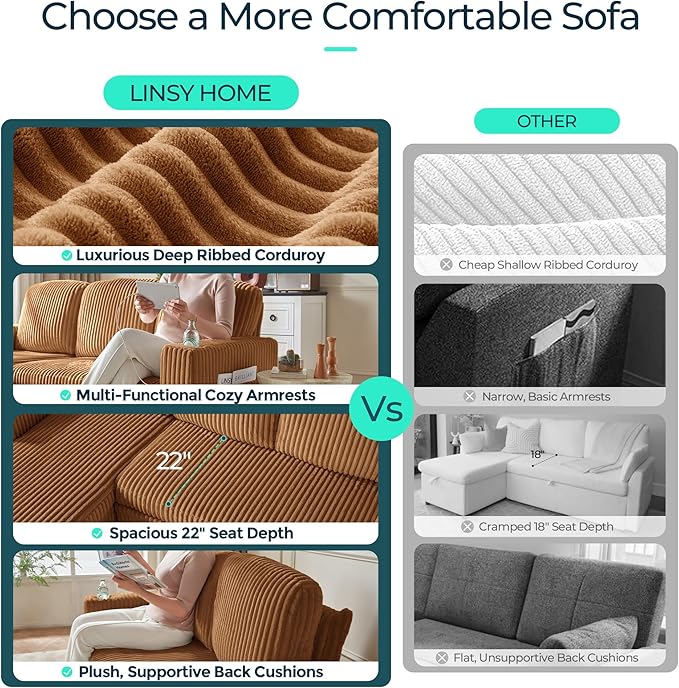 LINSY HOME Loveseat Sofa with Storage