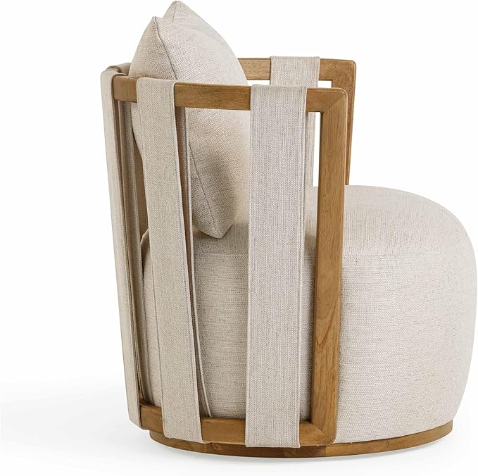 First of a Kind Swivel Chair in Cream Linen