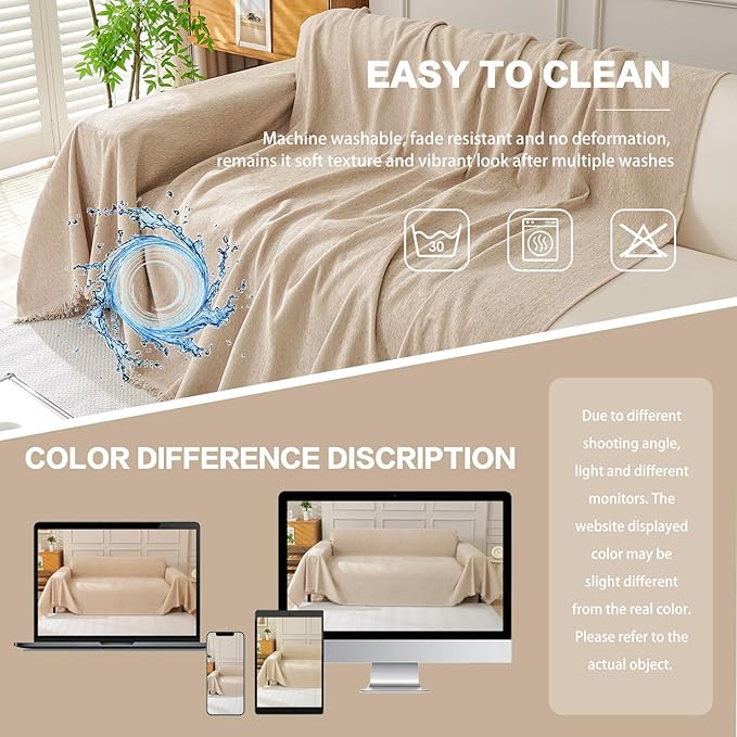 DREAMINGO Sofa Covers Washable Thick Chenille Couch Cover