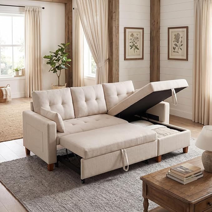 Convertible Sofa Bed, L Shape Sleeper Sofa