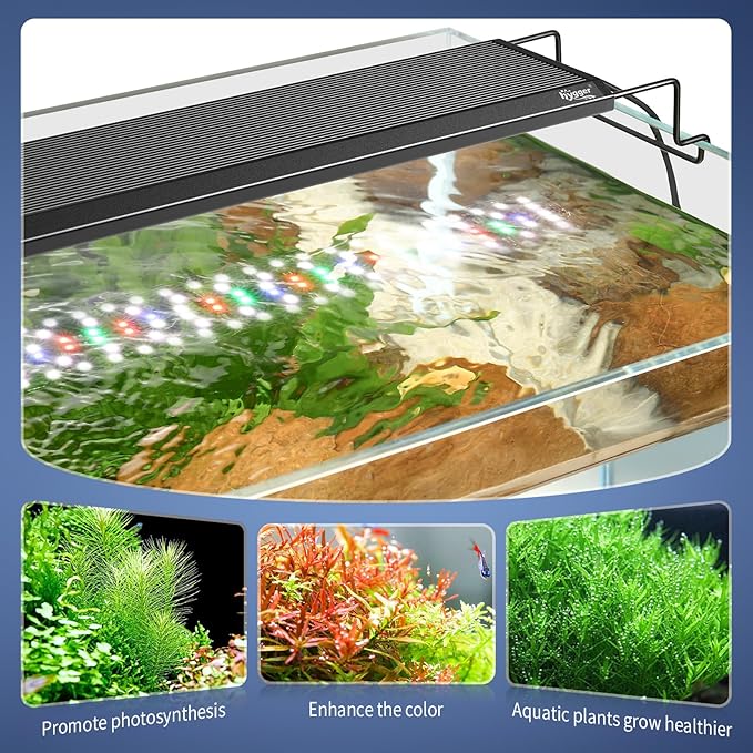 hygger Aquarium Light, 26W Full Spectrum Fish Tank LED Light, 24 H Remote Control Adjustable Timer, Brightness and Color, Extendable Bracket, Power-Off Memory Plant Growth Lamp, Fits 18-24 Inch Tank