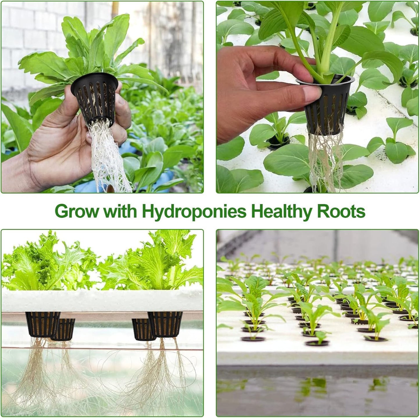 100PCS 2 inch Net Cups Pots, with 20 Plant Labels for Hydroponics Aquaponics Planter Indoor Outdoor Growing Baskets Slotted Mesh