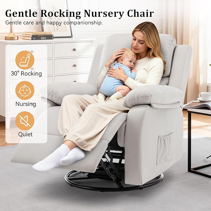 Korser Recliner Chair, 360 Swivel Rocker Chair