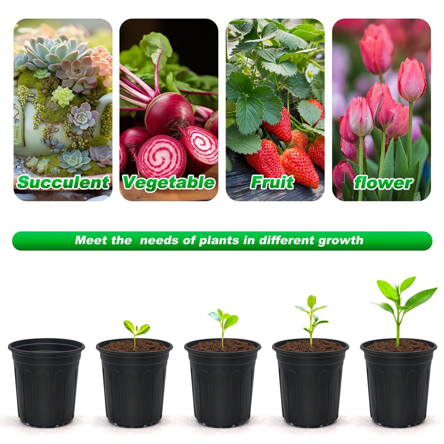 Hemikaki 100-Pack 1 Gallon Nursery Pots, Thickened Pots for Plants with Drainage Holes, Large Plastic Flower Pots for Seedlings, Succulents, Transplanting, Come with 100pcs Plant Labels