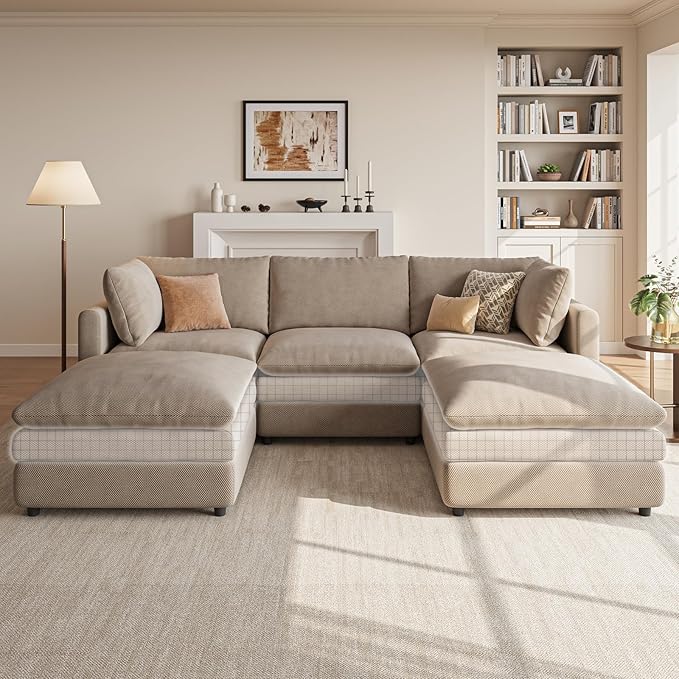 97" Cloud Couches for Living Room, 29.1" Deep Seat Modular Sectional Sofa