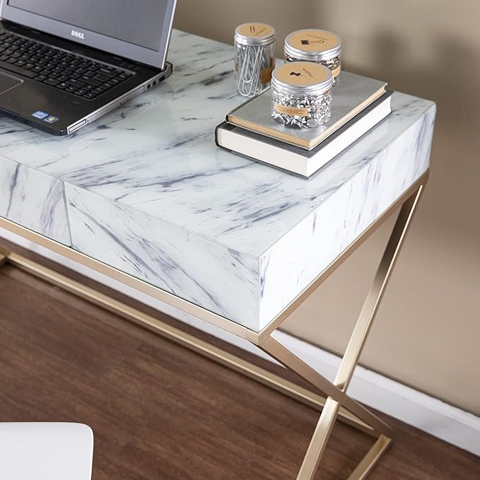 SEI Furniture - Kamblemore Faux Marble Writing Desk - Transitional Design