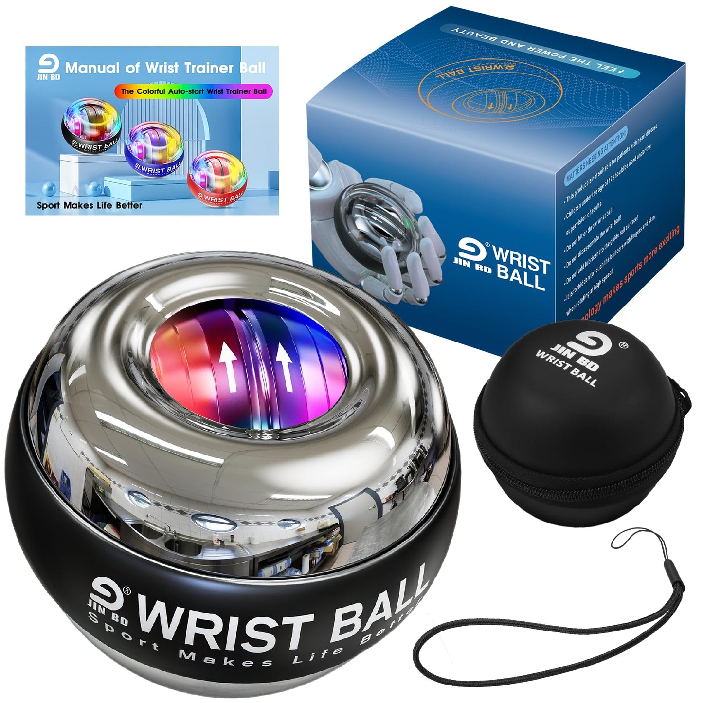 Wrist Trainer Ball Auto-Start Gyroscopic Forearm Exerciser Gyro Ball for Strengthen Arms, Fingers, Bones and Muscles