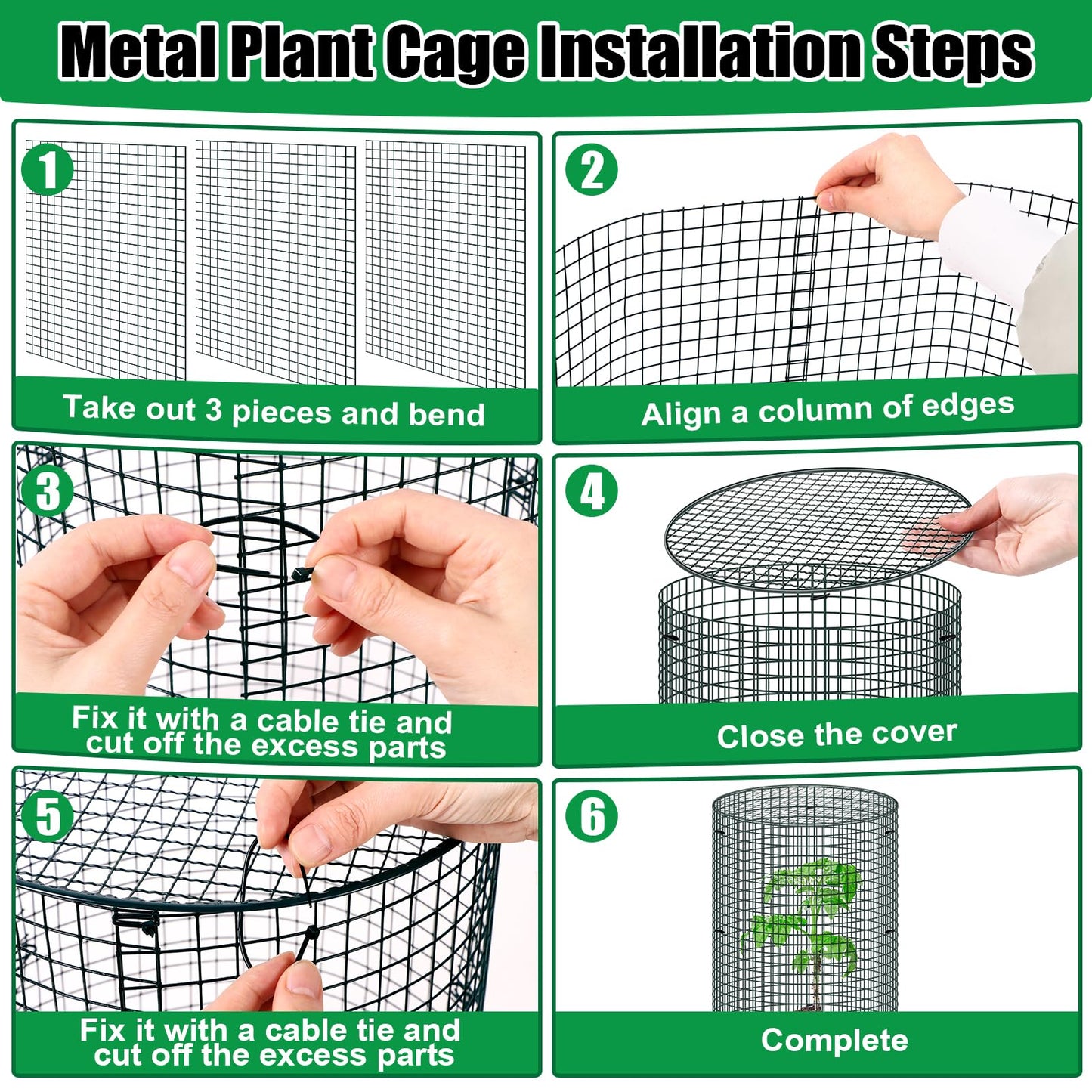 10 Pack Wire Plant Protector with Cover, 16"x12" Detachable Metal Plant Protectors Mesh, Garden Plant Protectors for Shrubs Flowers Vegetables to Keep Rabbit & Chicken Animals Out