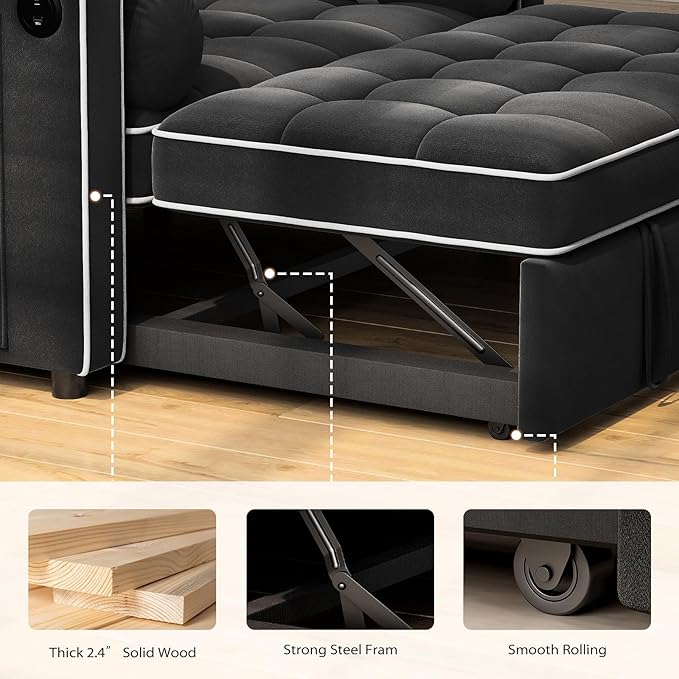 Pipishell 3 in 1 Sleeper Sofa Bed, Pull Out Couch