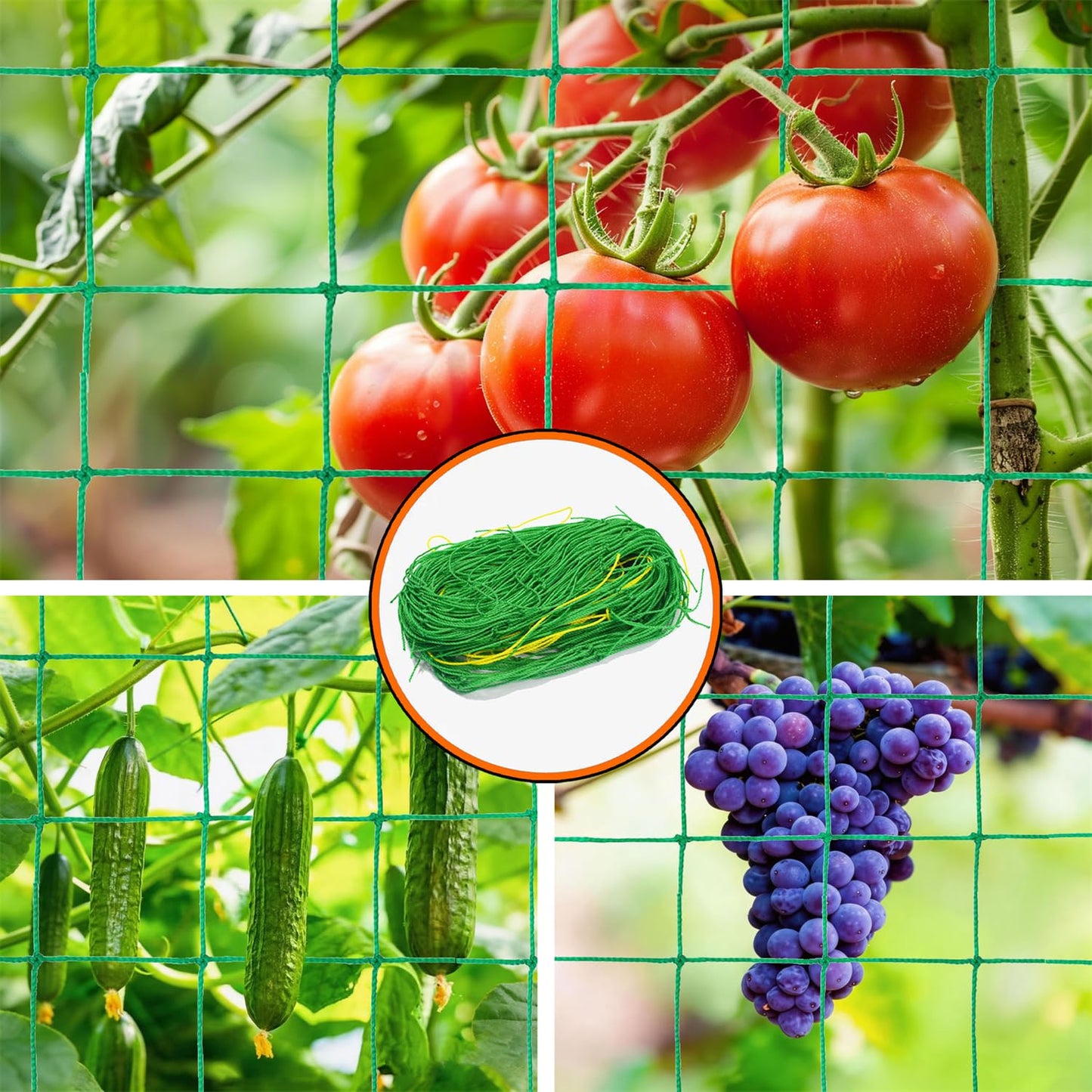 Trellis Netting for Climbing Plants, 6.6x26.3 FT Heavy Duty Garden Trellis Net with 27 Strands Nylon for Cucumber, Grape, Vine, Vegetables, Flowers, Bean, Tomato Grow Trellis Net (Green, 1 Pack)