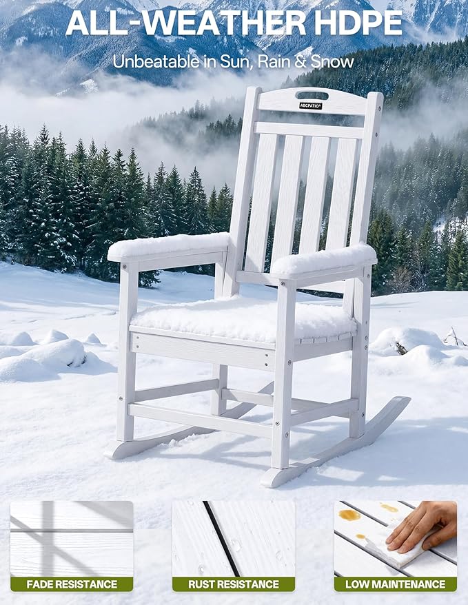 Outdoor Adirondack Rocking Chairs All-Weather HDPE Patio Rocker Chair