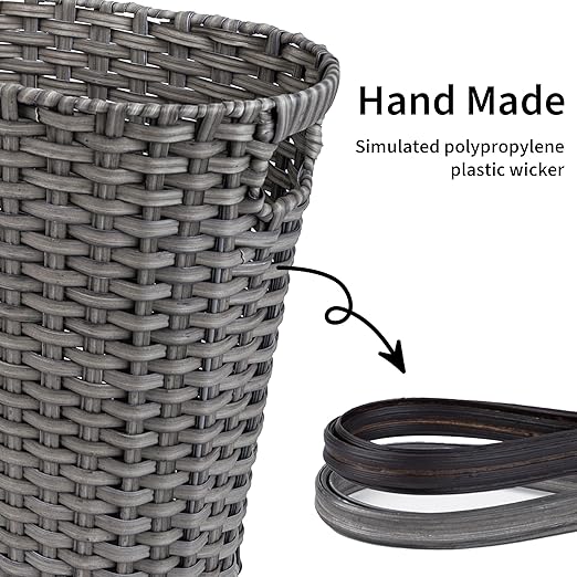 GRANNY SAYS Wicker Bathroom Trash Can, Wicker Waste Basket for Bathroom, Office Trash Can, Trash Bin for Bedroom, Wastebasket with Handles, 15 Liters/4 Gallons