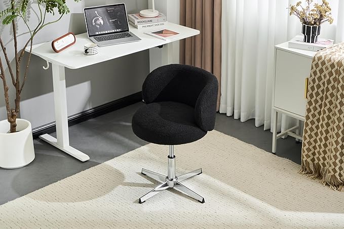 VINGLI Cute Small Swivel Desk Chair Comfy no Wheels, Ergonomic Low-Back Lumbar