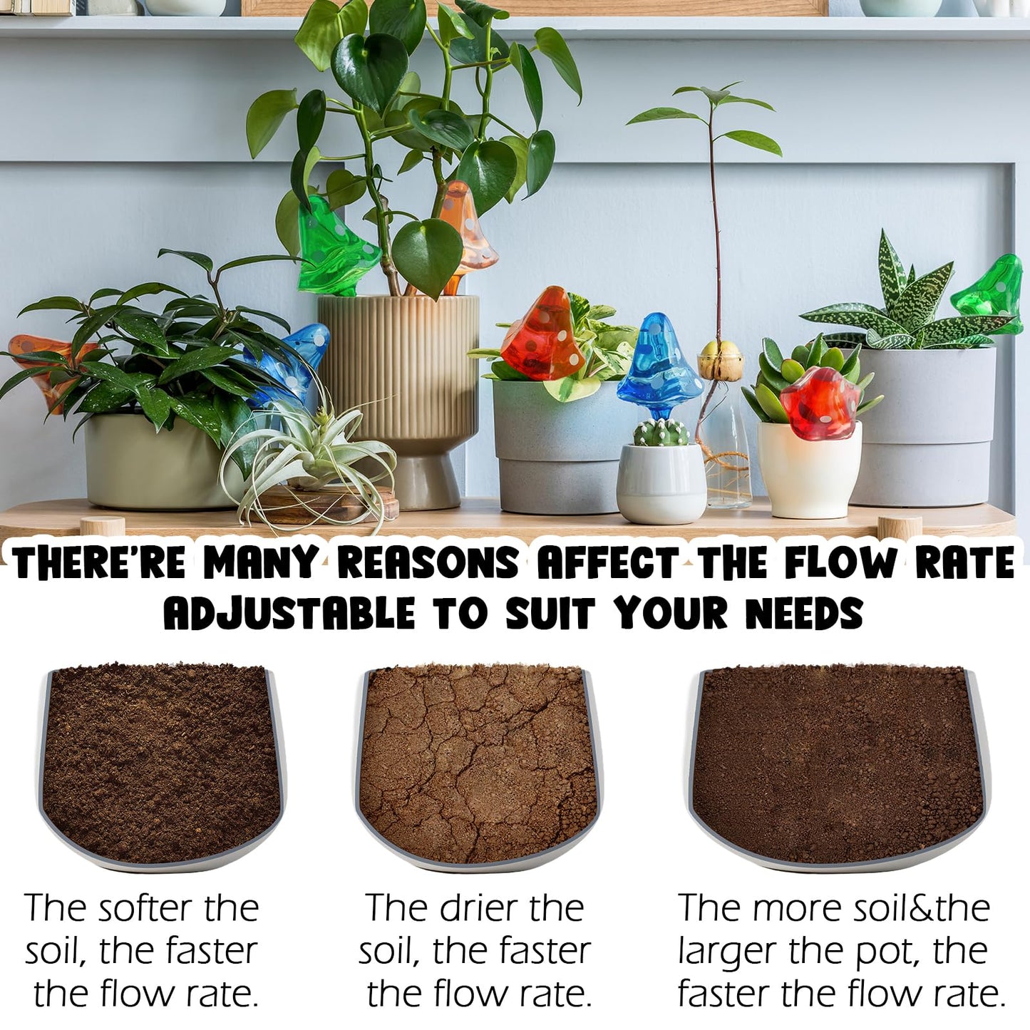 Famstar Plant Self Watering Globes Bulbs Planter Insert Automatic Plastic Watering Devices Plant Waterer Spikes for Indoor Outdoor,Self Irrigation System Lasts for One Week