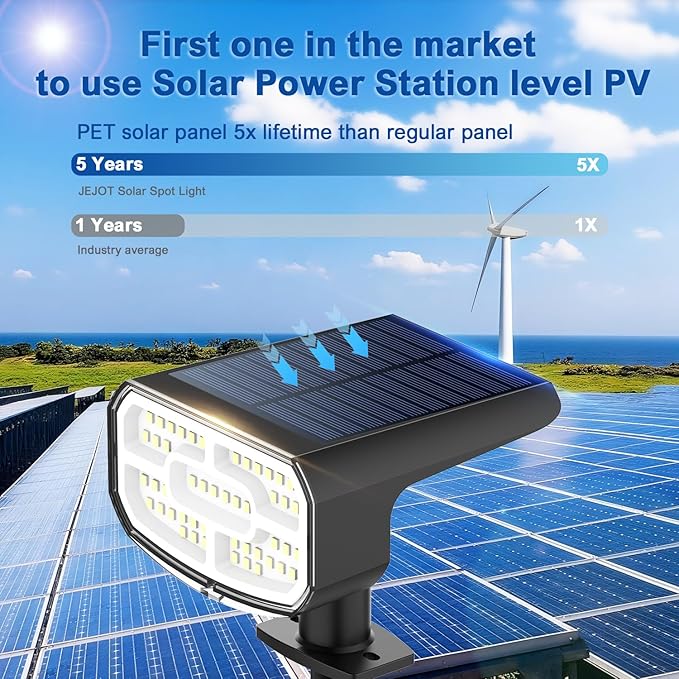 Solar Spot Lights Outdoor Waterproof IP65,6 Pack,2CCT(3000K/6500K), Super Bright LED, 4 Lighting Modes Selectable, Solar Powered Yard Garden Solar Spot Lights for Outside Landscape Auto On/Off