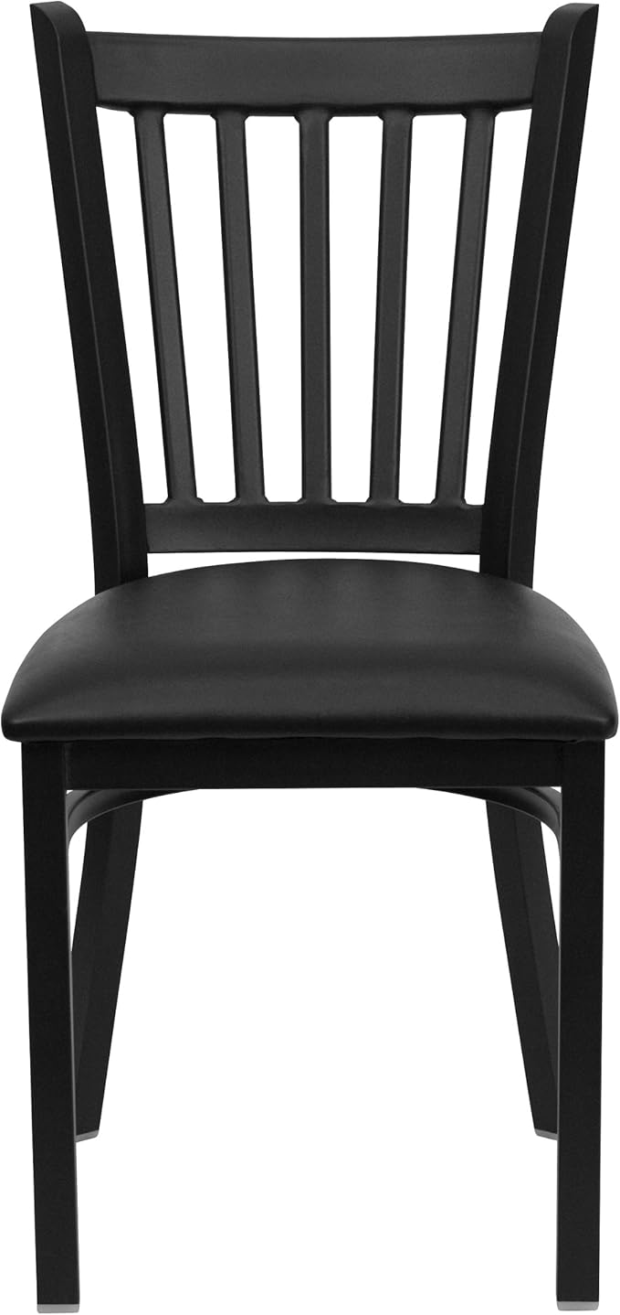 Flash Furniture 4 Pack HERCULES Series Black Vertical Back Metal Restaurant
