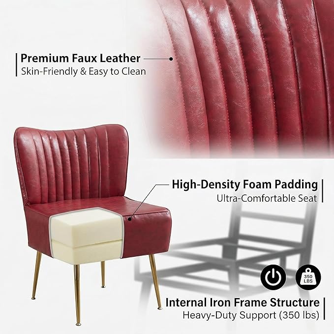 Modern Leather Accent Chair Single 1 Pack, Vintage Slipper Chair