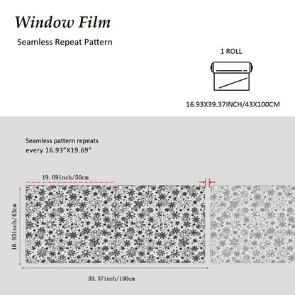 Christmas Stain Glass Window Film Christmas Snowflakes Cling Rainbow Window Film Decorative Window Clings Pure White Frosted Vinyl Static Window Stickers for Holiday Glass Windows Decor 16.9 * 39.3in