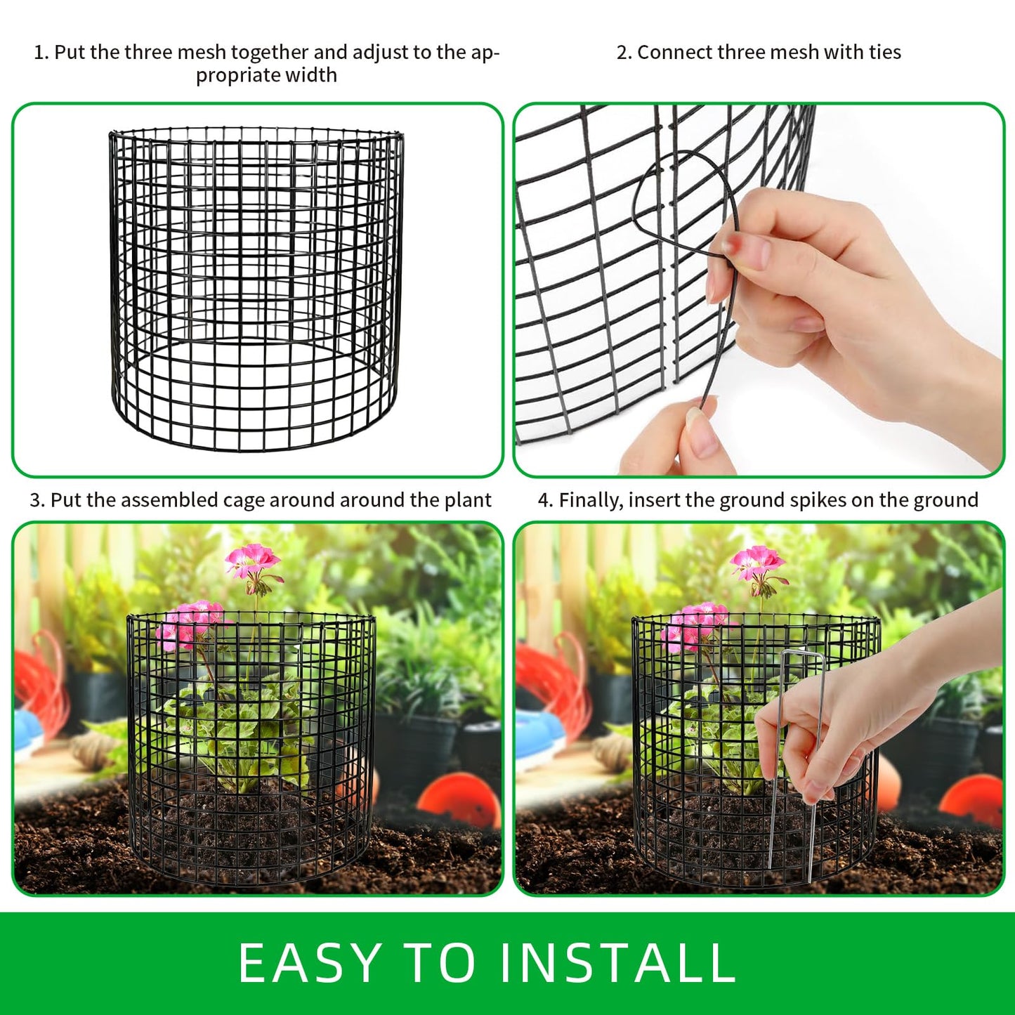 18Pcs Plant Protectors from Animals,13.5" Dia X 14.3" H Metal Plant Cages for Outdoor Plants Plant Cage & Supports Keep Animal Out Garden Wire Mesh Protection from Rabbit Chicken Squirrel Tree Flower