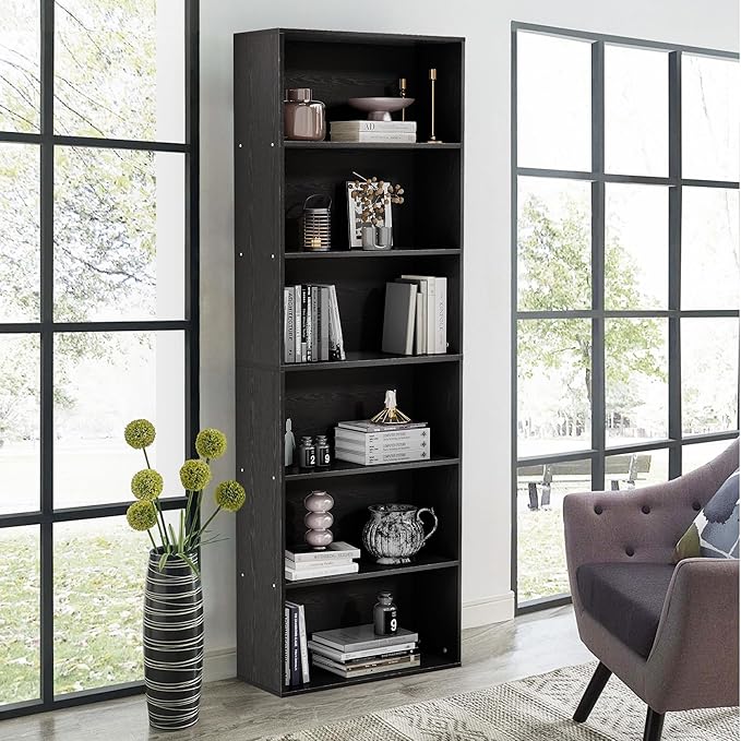GRUSIGN 71" Tall 6-Tier Bookshelf, Large Open Display Bookcase