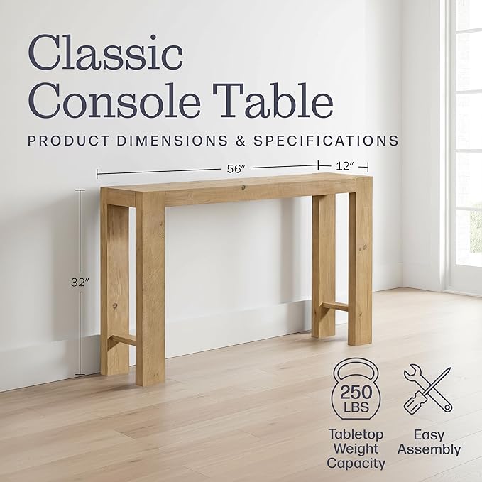Alaterre Furniture Classic Solid Wood Console Table