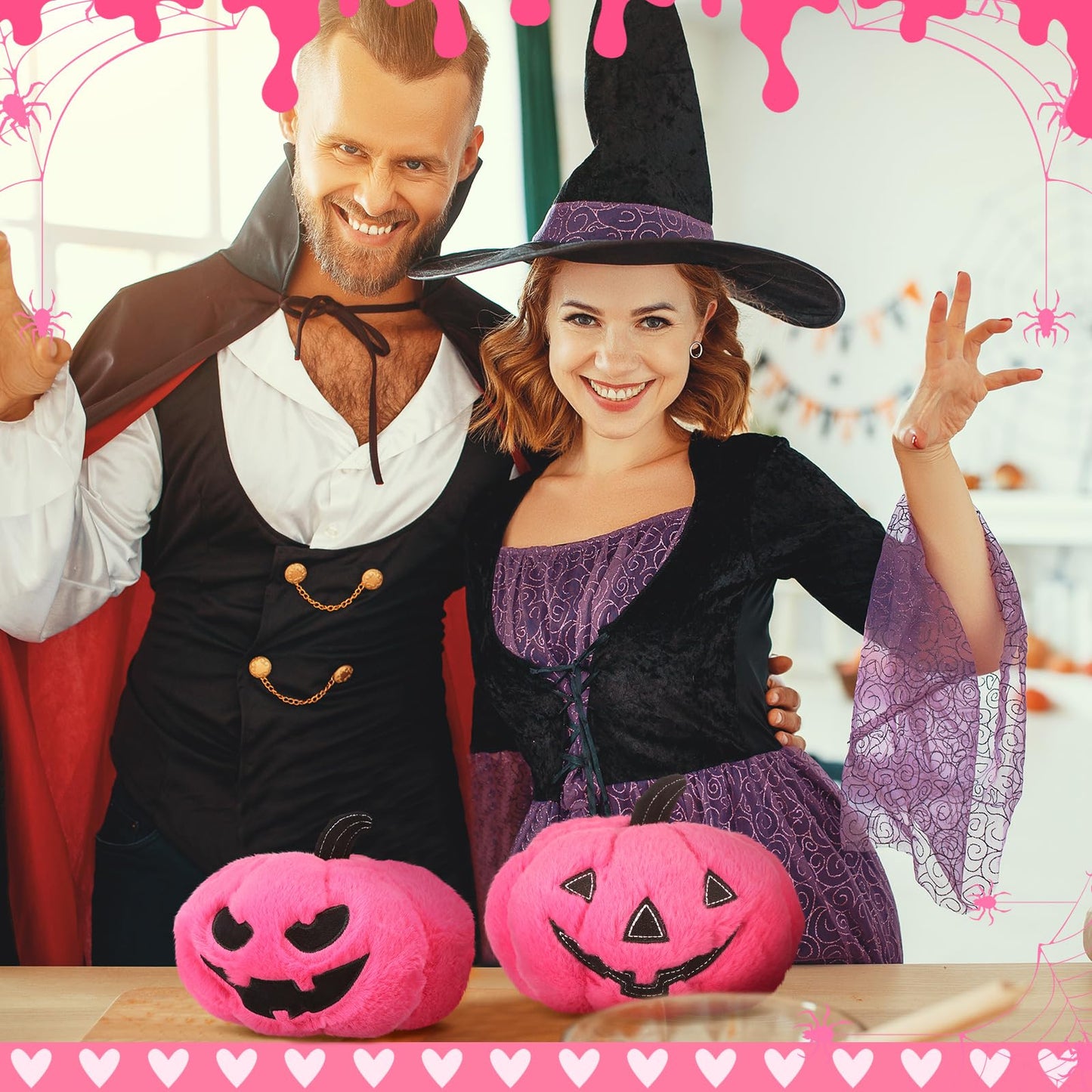 Yuntau 3 Pcs Halloween Pink Pumpkin Pillows Ghost Plush Stuffed Pumpkin Sofa Throw Pillow Cushion for Halloween Home Car Bedroom Sofa Decor 7.87 Inch