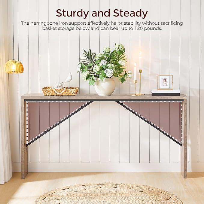 MAHANCRIS Console Table, 62.2" Long Sofa Table Behind Couch, Narrow Entryway