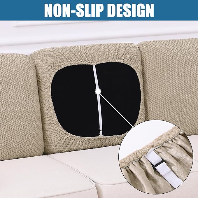 Smiry Waterproof Couch Cushion Covers, Stretch Jacquard Thick Sofa Cushion