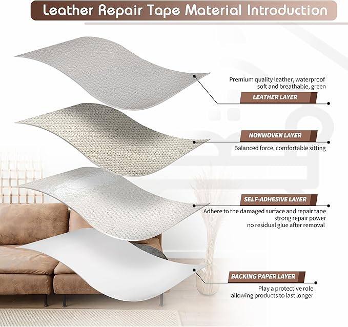 KING MOUNTAIN Leather Repair Patch, 4 x 63 Inches self Adhesive Leather Repair