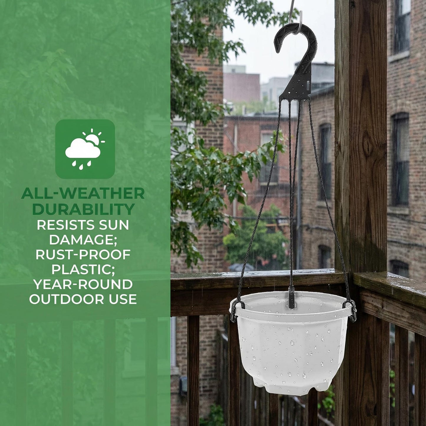 Toddmomy Hanging Basket Hooks Plastic Plant Hangers for Outdoor Patio Balcony Flower Pots 17.7 Inch Durable Suspension Set of 5