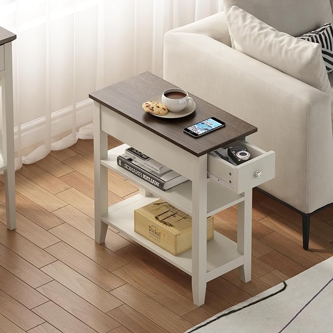 ChooChoo Side Table Living Room Set of 2, Narrow End Table
