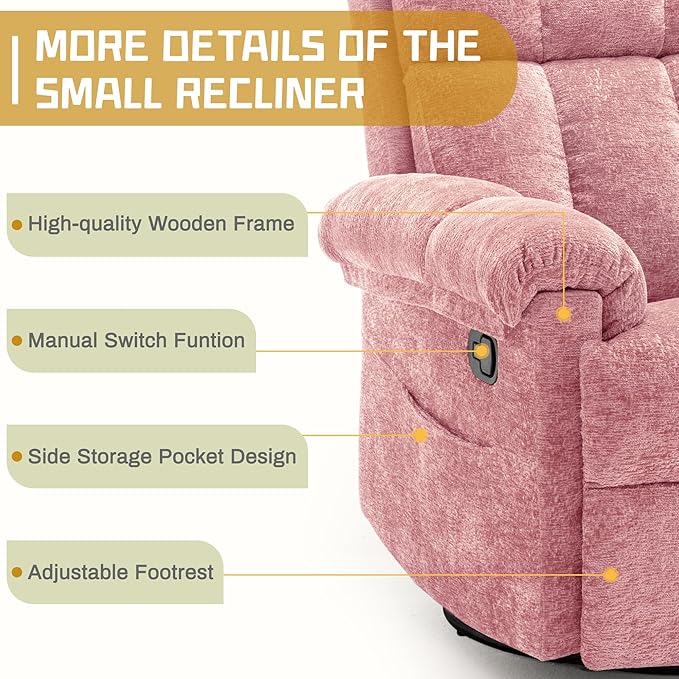Korser Recliner Chair, Swivel Rocker Recliner Chair