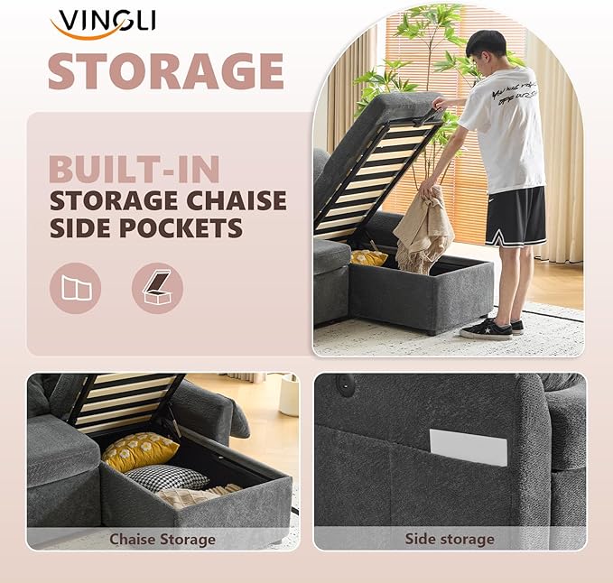 VINGLI Convertible Sofa Bed Couches