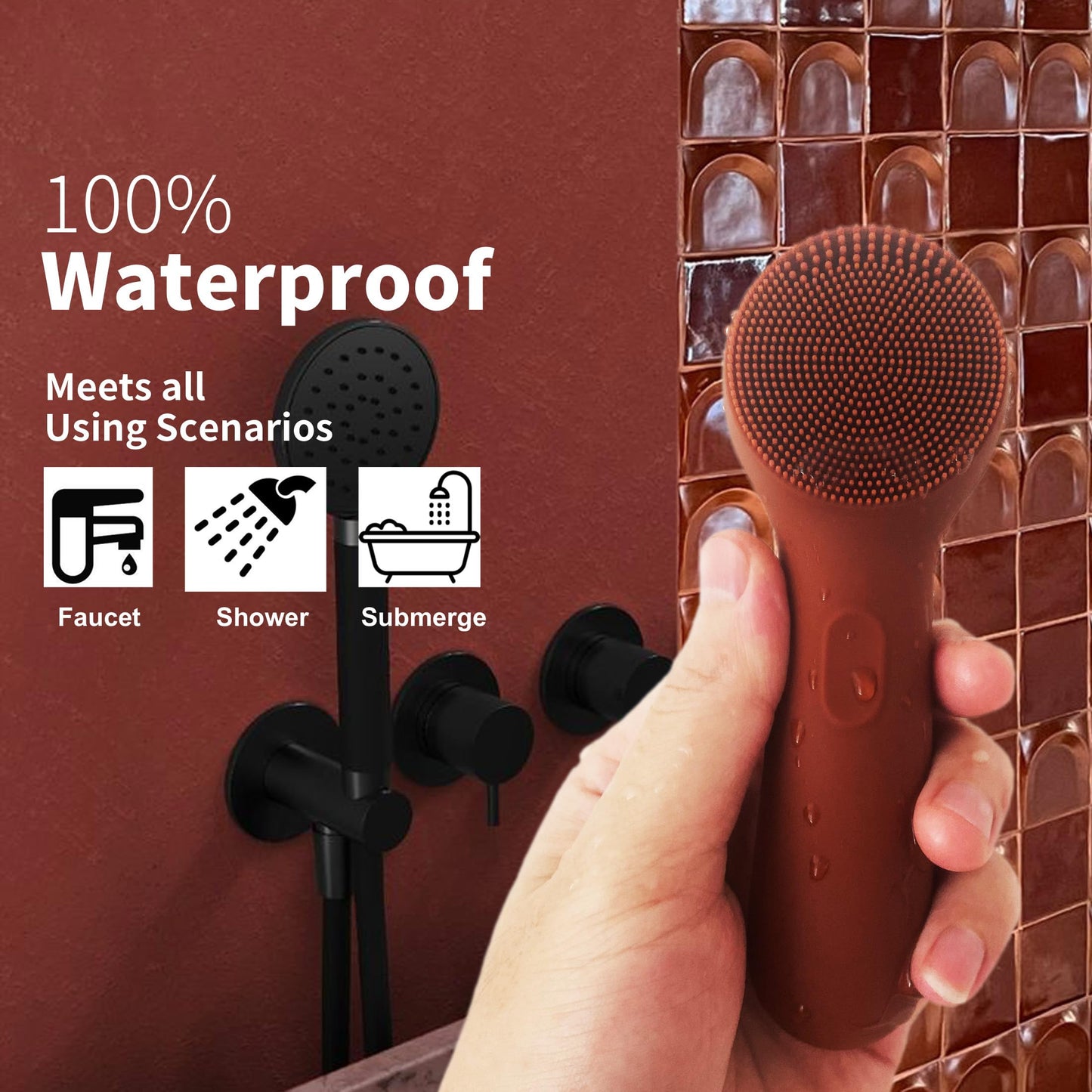 Silicone Face Scrubber, NågraCoola CLIE 2.0 Facial Cleansing Brush, Rechargeable, Waterproof Face Scrub Brush for Cleansing, Exfoliating, Massaging, Electric Facial Exfoliator for Women & Men - Black