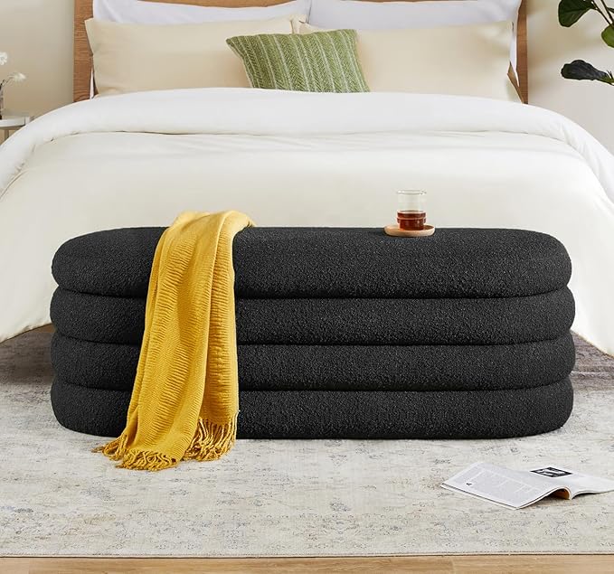 Busaurus Storage Ottoman Bench 49.2 Inch Upholstered Fabric Storage Bench