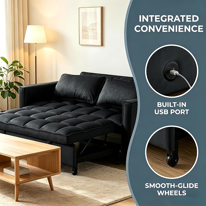 4 in 1 Convertible Sofa Bed, Pull Out Couch